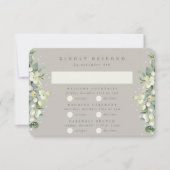 Greige Snowberry+Eucalyptus Bruiloft Multi-Event RSVP Kaartje (Voorkant)