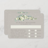 Greige Snowberry+Eucalyptus Bruiloft Multi-Event RSVP Kaartje (Voorkant / Achterkant)