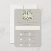 Greige Snowberry+Eucalyptus Bruiloft Multi-Event RSVP Kaartje (Voorkant)