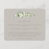 Greige Snowberry + Eucalyptus bruiloft receptie Informatiekaartje (Voorkant)