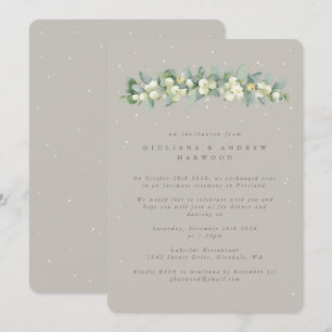 Greige Snowberry + Eucalyptus bruiloft receptie Kaart