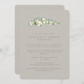 Greige Snowberry + Eucalyptus bruiloft receptie Kaart (Voorkant / Achterkant)