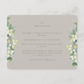 Greige Snowberry+Eucalyptus Edged Bruiloft Details Informatiekaartje (Voorkant)