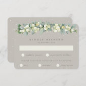 Greige Snowberry + Eucalyptus Garland Winter bruil RSVP Kaartje (Voorkant / Achterkant)