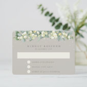 Greige Snowberry + Eucalyptus Garland Winter bruil RSVP Kaartje (Staand voorkant)