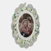 Greige Snowberry+Eucalyptus Holiday Wreath Photo Ornament Kaart (Rechts)