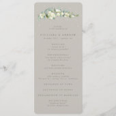 Greige Snowberry + Eucalyptus Stamwinter Bruiloft Programmakaart (Voorkant)