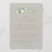Greige Snowberry + Eucalyptus Stamwinter Bruiloft Programmakaart (Voorkant)