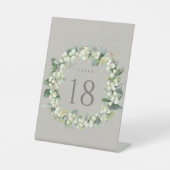 Greige Snowberry+Eucalyptus Trouwtafel Nummer Reclamebord Met Voetstuk (Voorkant)