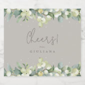 Greige Snowberry+Eucalyptus Winter Bachelorette Bier Etiket (Enkel label)