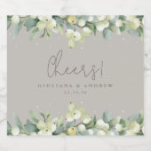 Greige Snowberry + Eucalyptus Winter bruiloft Bier Etiket (Enkel label)