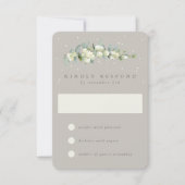 Greige Snowberry + Eucalyptus Winter bruiloft RSVP Kaartje (Voorkant)