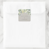 Greige Snowberry + Eucalyptus Winter bruiloft Vierkante Sticker (Tas)