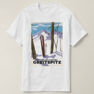 Greitspitz Zwitserland & Oostenrijk Ski-poster T-shirt