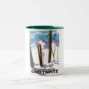 Greitspitz Zwitserland & Oostenrijk Ski poster Tweekleurige Koffiemok