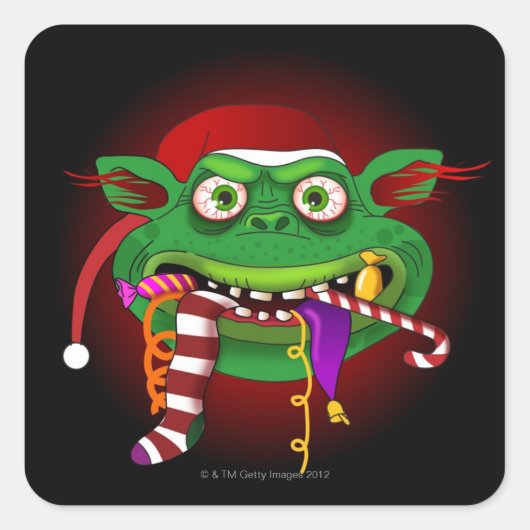 Gremlin Eating Snoep Vierkante Sticker (Voorkant)