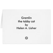 Gremlin the tabby cat card (Achterkant Horizontaal)
