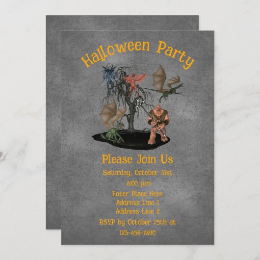 Gremlins Ogre Creatures Halloween Kaart (Voorkant / Achterkant)