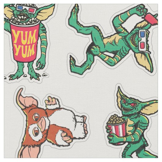 Gremlins™ Sticker Fun Pattern Stof (Close Up)