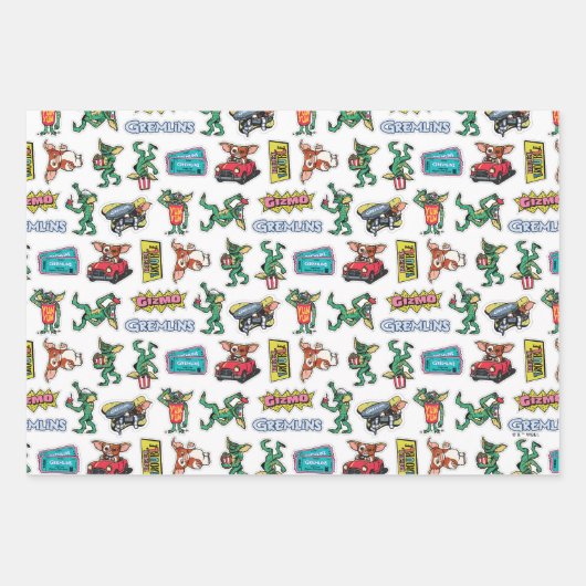 Gremlins™ Sticker Plezier Patroon Inpakpapier Vel (Voorkant 2)