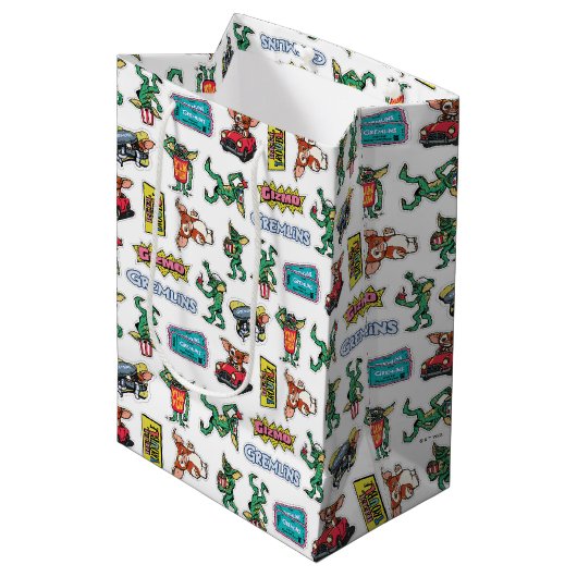 Gremlins™ Sticker Plezier Patroon Medium Cadeauzakje (Voorkant Gekanteld)