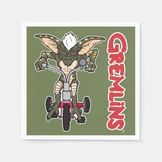 Gremlins | Tricycle voor het strepen Servet (Voorkant)
