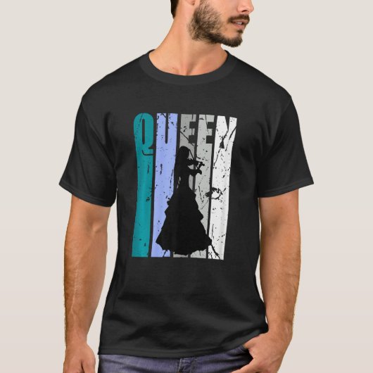 Gren Distressed Violin Queen Teal Grey Theme Violi T-shirt (Voorkant)