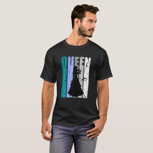 Gren Distressed Violin Queen Teal Grey Theme Violi T-shirt (Voorkant volledig)