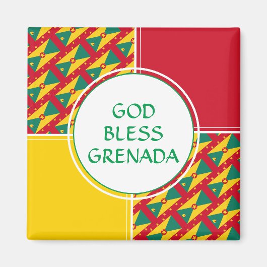 GRENADA Aangepaste Patriottische GOD ZEGEN Koelkas Magneet (Voorkant)