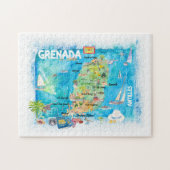 Grenada Antilles Illustrated Caribbean Travel Map Legpuzzel (Horizontaal)