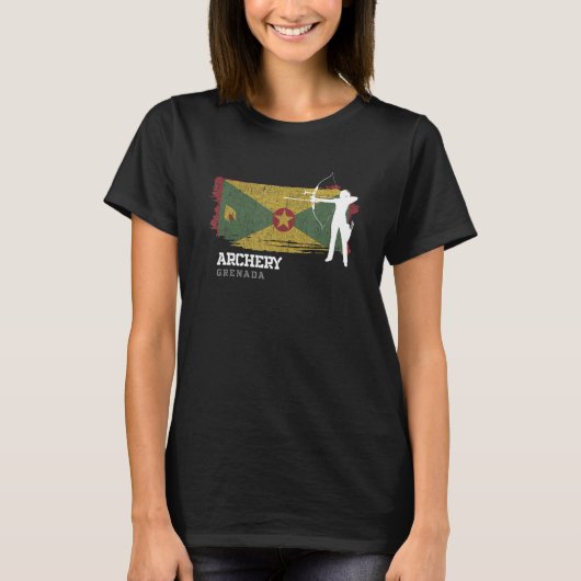 Grenada Archery Girl Grenadian Flag Bow Arrow Wome T-shirt (Voorkant)