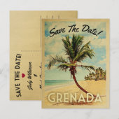 Grenada bewaart de  platenpalmboom van de Datum Aankondigingskaart (Voorkant / Achterkant)