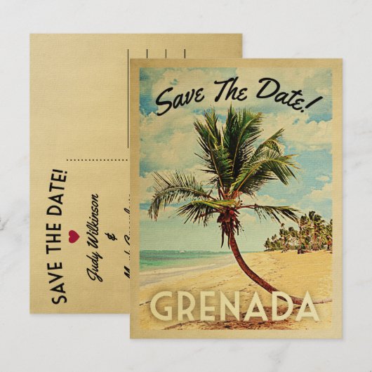 Grenada bewaart de platenpalmboom van de Datum Aankondigingskaart (Voorkant / Achterkant)