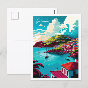 Grenada Caribbean vintage reisillustratie Briefkaart