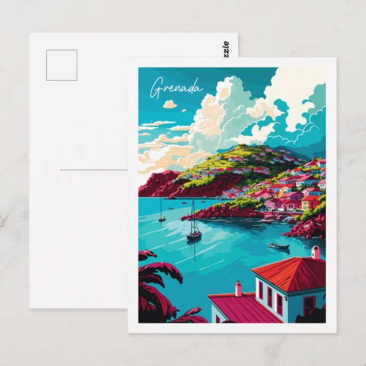 Grenada Caribbean vintage reisillustratie Briefkaart (Voorkant / Achterkant)