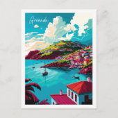 Grenada Caribbean vintage reisillustratie Briefkaart (Voorkant)
