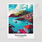 Grenada Caribbean Vintage Travel Portrait Briefkaart (Voorkant)