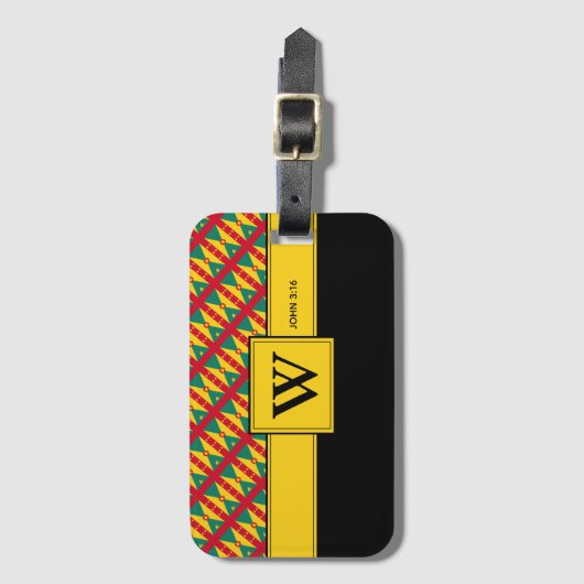 GRENADA CARRIACOU - Christelijk scriptmonogram Bagagelabel (Voorkant (verticaal))