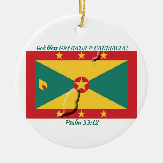 GRENADA & CARRIACOU FLAG MAP  KERAMISCH ORNAMENT (Voorkant)