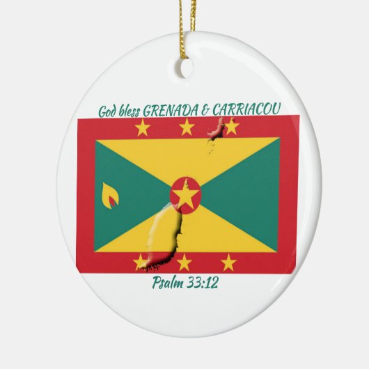 GRENADA & CARRIACOU FLAG MAP KERAMISCH ORNAMENT (Links)