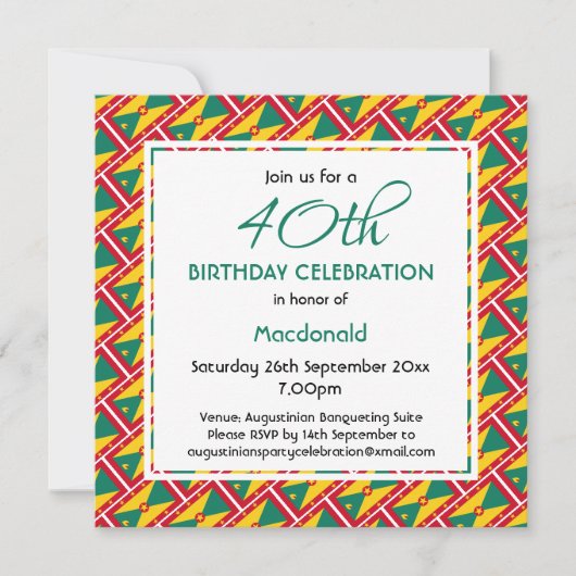 GRENADA CARRIACOU VLAG Aangepaste Verjaardag Vieri Kaart (Voorkant)