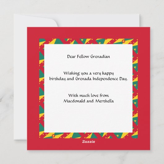 GRENADA FLAG Custom Birthday Greep Feestdagenkaart (Achterkant)