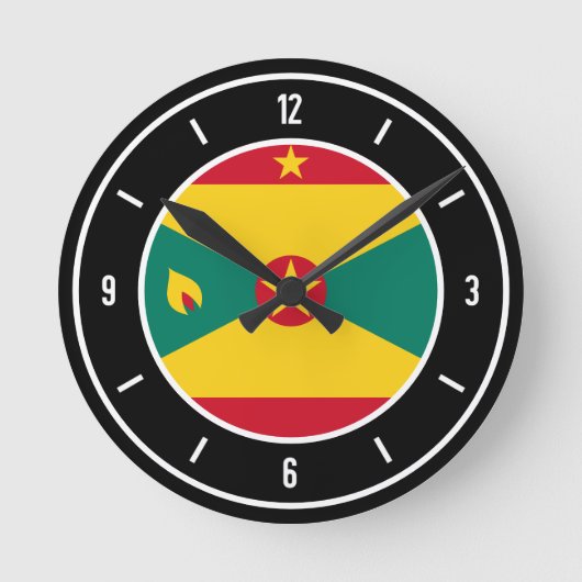 Grenada Flag Elegant Ronde Klok (Voorkant)
