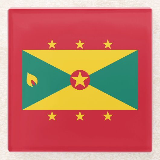 Grenada Flag Glazen Onderzetter (Voorkant)