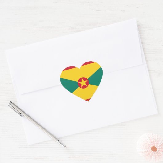 Grenada Flag Hart Sticker (Envelop)