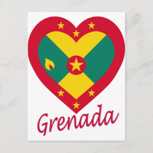 Grenada Flag Heart Briefkaart
