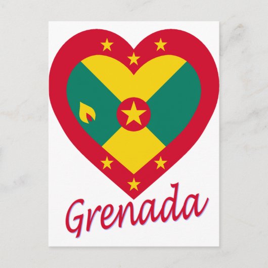 Grenada Flag Heart Briefkaart (Voorkant)