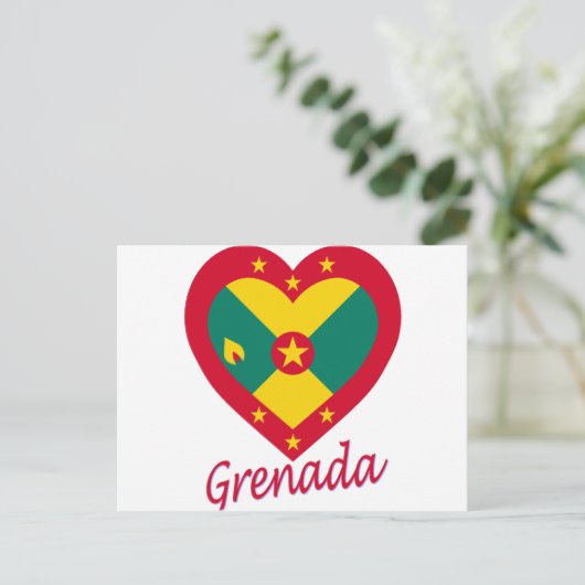 Grenada Flag Heart Briefkaart (Staand voorkant)