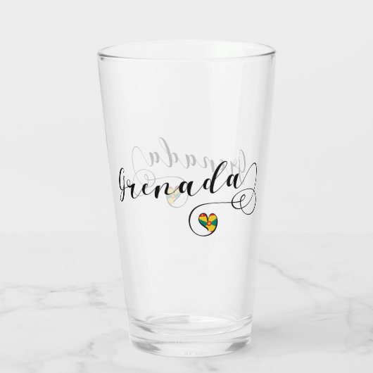 Grenada Flag Heart, Grenadian Glas (Achterkant)