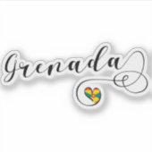 Grenada Flag Heart, Grenadian Sticker (Voorkant)